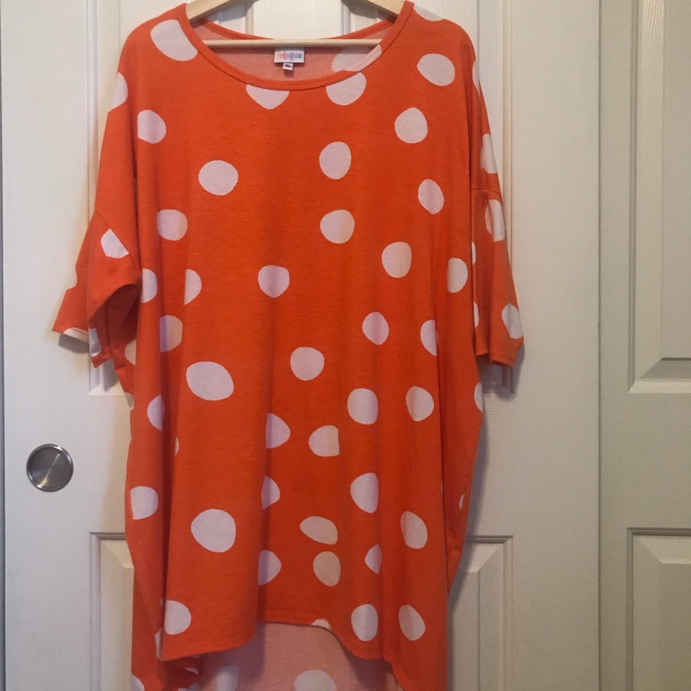 LuLaRoe Orange Polka Dot Irma. XL